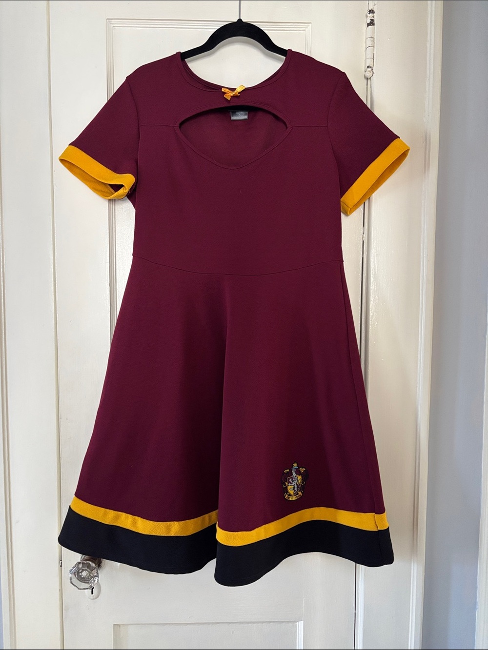 Harry Potter Gryffindor Short Sleeve Fit & Flare Dress with Gold Trim